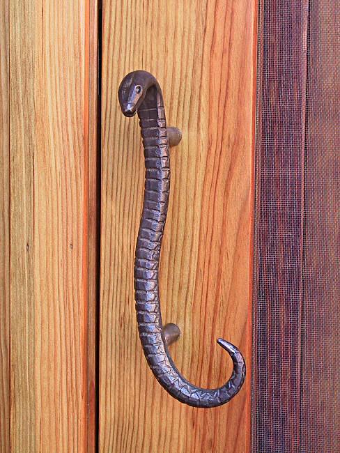 wrought iron snake screen door pull