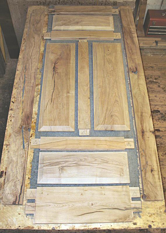 Exploded view of a mesquite door