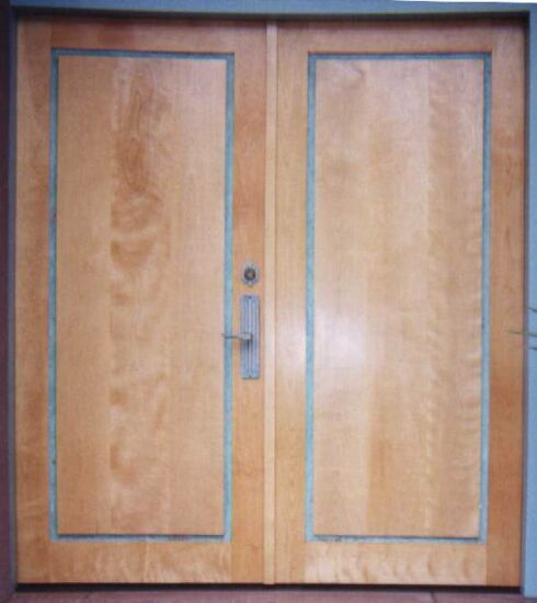Birch double doors with copper