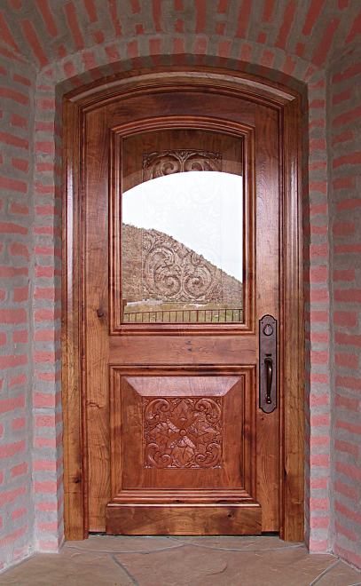 Carved mesquite door, exterior view
