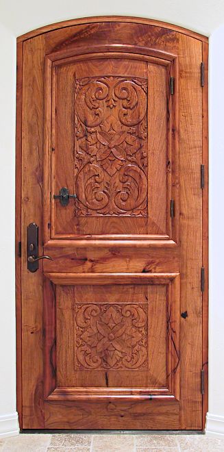Carved mesquite door, interior view