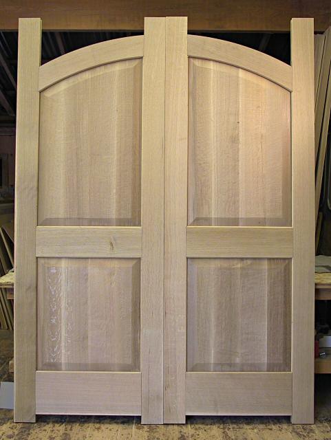 Interior of white oak double doors