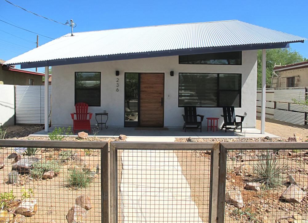 Contempory house with mesquite entry