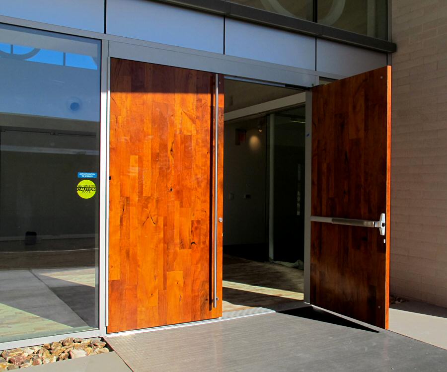 Mesquite veneer doors in the Mesa Community College Art Gallery