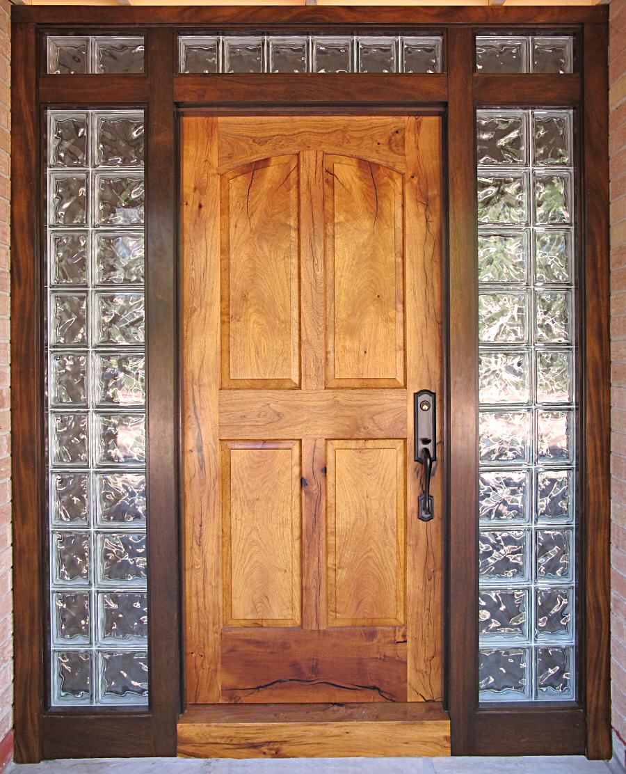 mesquite door with glass block entry