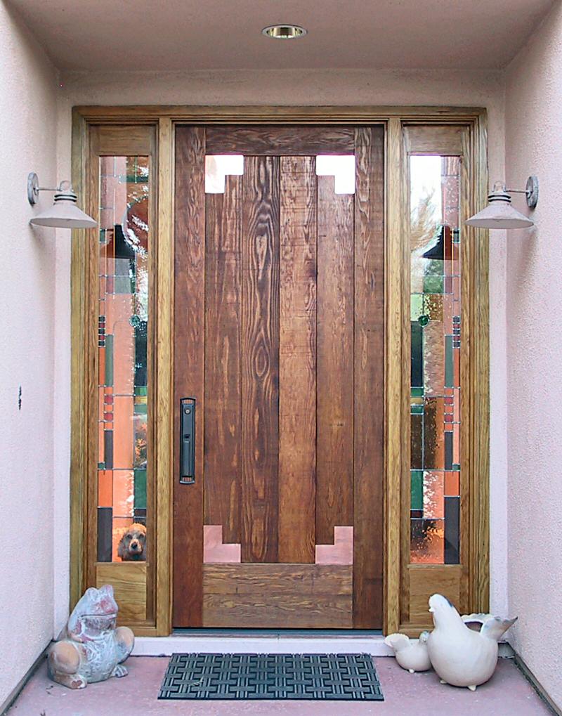 rustic door with copper accent corner s