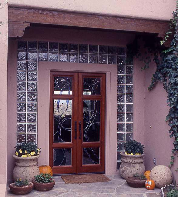 Stained glass  in old world style double doors