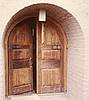 Rustic fir arched doors