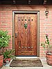 Rustic door with cast bronze rosetts and lion head door knocker